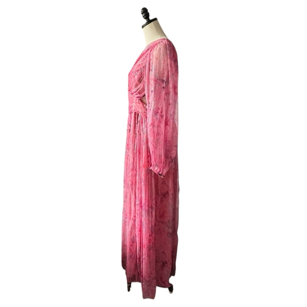BHLDN Anthropologie Iris One Shoulder Cutout Printed Chiffon Maxi Gown | MEDIUM - Picture 5 of 15